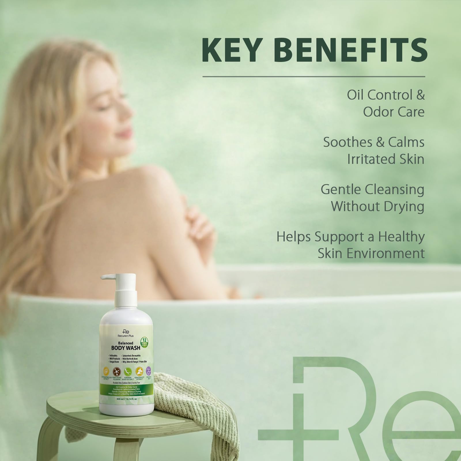 Antifungal Body Wash Antibacterial Soap: Shower Gel for Blemish-Prone & Itchy Skin, Helps Cleanse Skin Prone to Fungal & Irritation-Related Concerns – For Men & Women with 12 Botanical Extracts (300 ml (Pack of 1), Herbal Floral) - 3