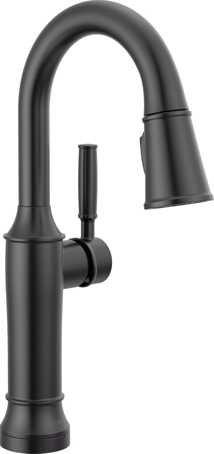 Delta Faucet Renaldi Touchless Bar Faucet with Touch Technology, Bar Sink Faucet Single Hole Matte Black, Wet Bar Faucets, Prep Sink Faucet, Faucet for Bar Sink, Matte Black 9984TL-BL-DST