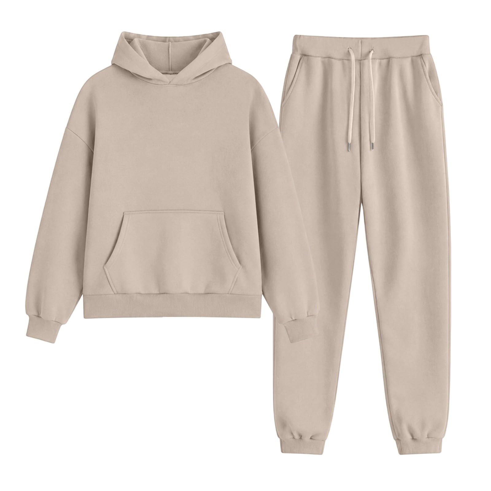 Ensemble de jogging pour femme - Survêtement de sport pour femme | Sweat à capuche uni avec pantalon de jogging, survêtement 2 pièces, sweat à capuche avec poche kangourou
