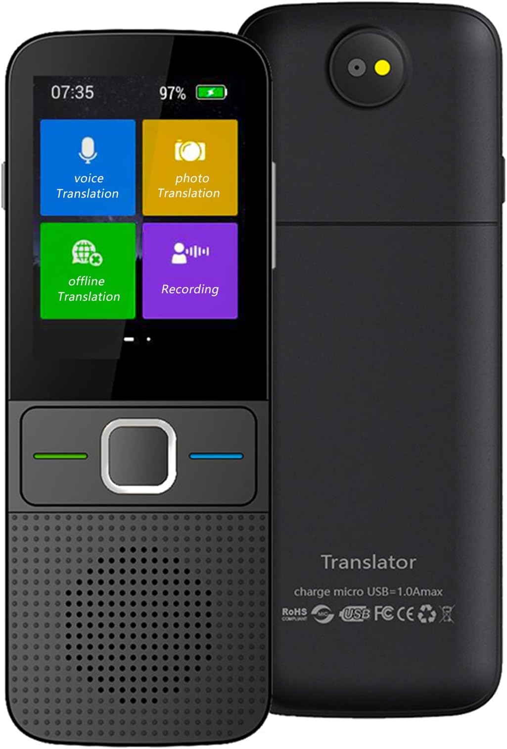 Language Translator Device, Smart Foreign Language Translator with 137 Languages, Instant Translator Device with Voice/Photo Translation, 2.4'' Touch Screen, Supports WiFi/Hotspot/Offline Translation