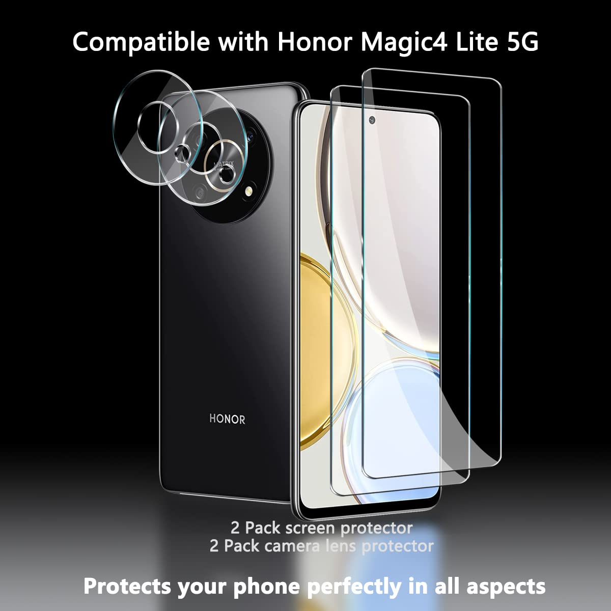 DOINK Pellicola Protettiva In Vetro Temperato Per Huawei Honor Magic4 Lite (4G/5G), 2 Pezzi, Durezza 9H, Copertura Totale