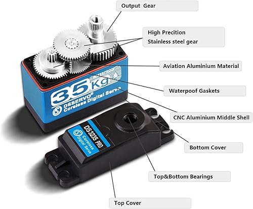 Miniatura 3 de ZOSKAY Servo RC 77.2 lbs PRO Coreless Motor servo Metal Gear Digital y Acero Inoxidable servo RC servo para Robótico DIY RC Coche (180 grados)