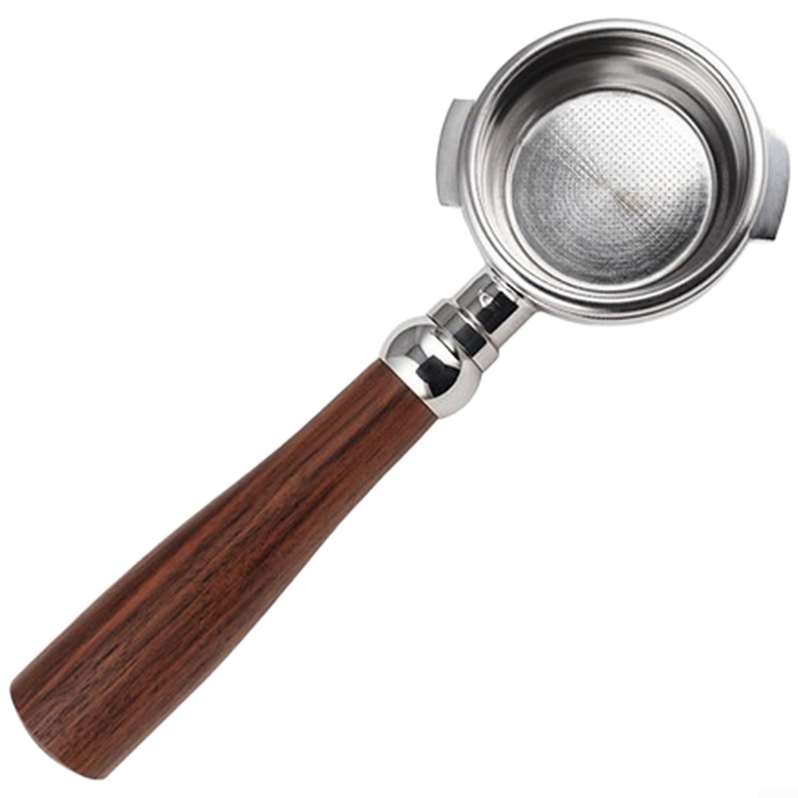 Porte-filtre sans fond 58mm en acier inoxydable et noyer noble pour expresso Bezerra