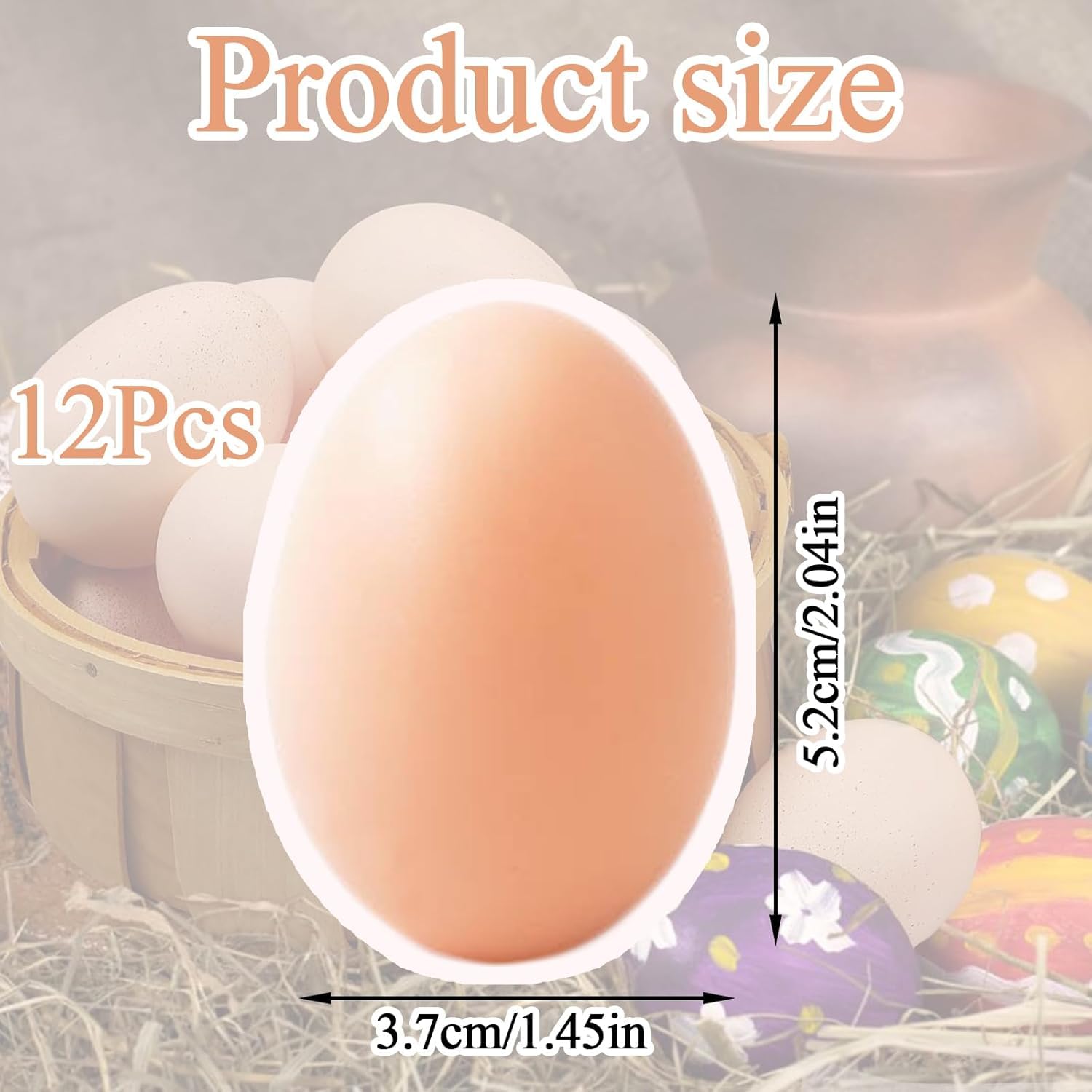 Fake Eggs, 12 Pcs Artificial Plastic Eggs for Kids, Easter Eggs for Kids, Rubber Egg for Crafts Arts Imitation Dummy Eggs, Helps Encourage Laying or Prevent Eating Eggs, Craft and Home Decoration - Image 2