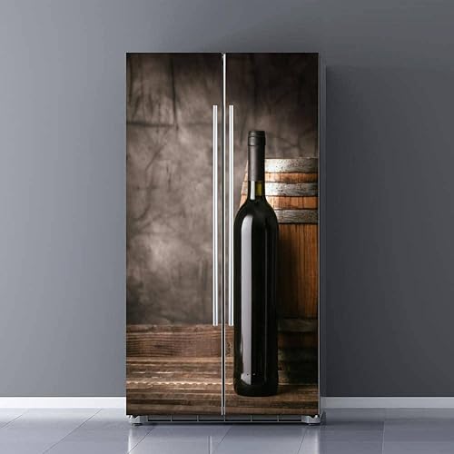 Juego de envolturas de vinilo autoadhesivas para nevera, botella de vino tinto, bodega, puerta, mural, calcomanía extraíble para nevera, regalo para