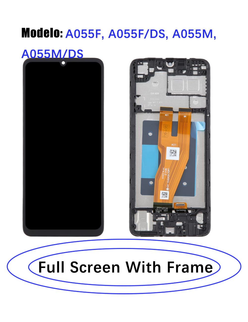Schermo LCD di ricambio per Samsung Galaxy A05, schermo display A055F A055M touch digitizer assembly kit di riparazione (nero con cornice)