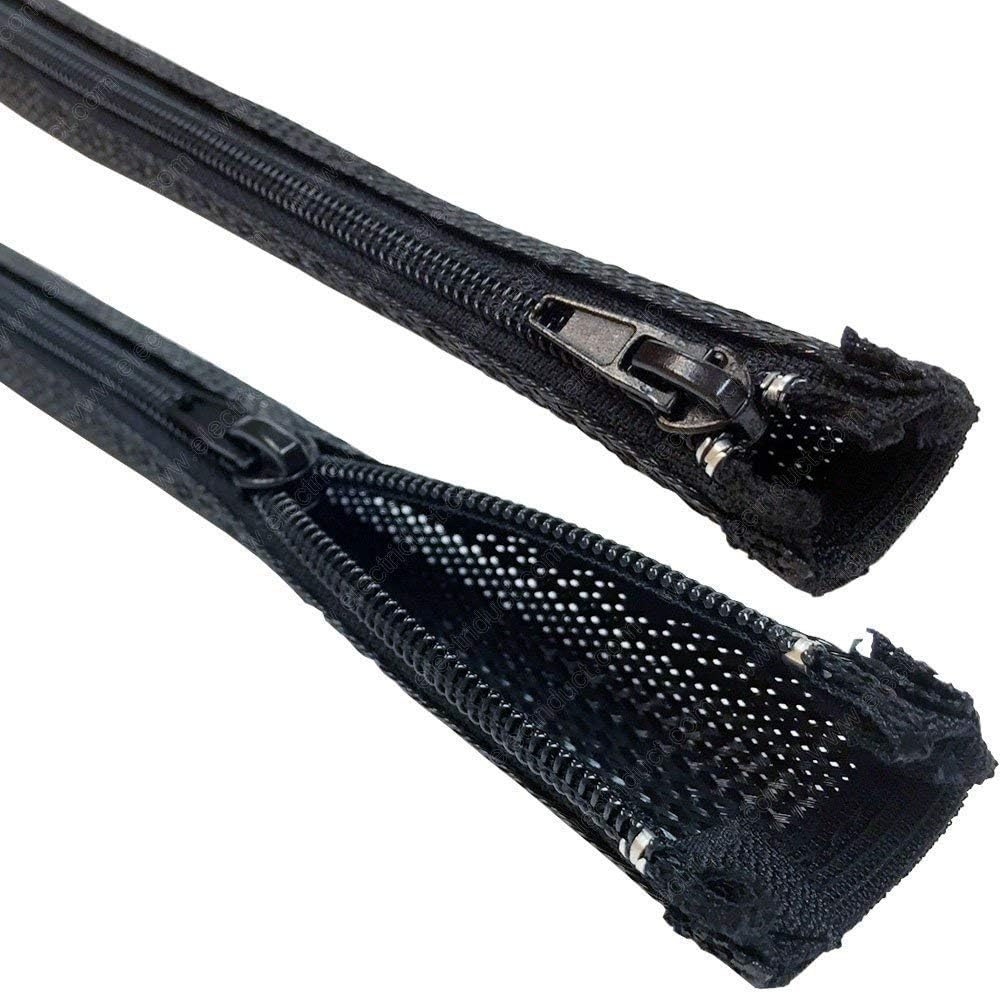 Electriduct 1.5" Expandable Braided Zipper Sleeving Wrap Around Sleeve - 5 Feet