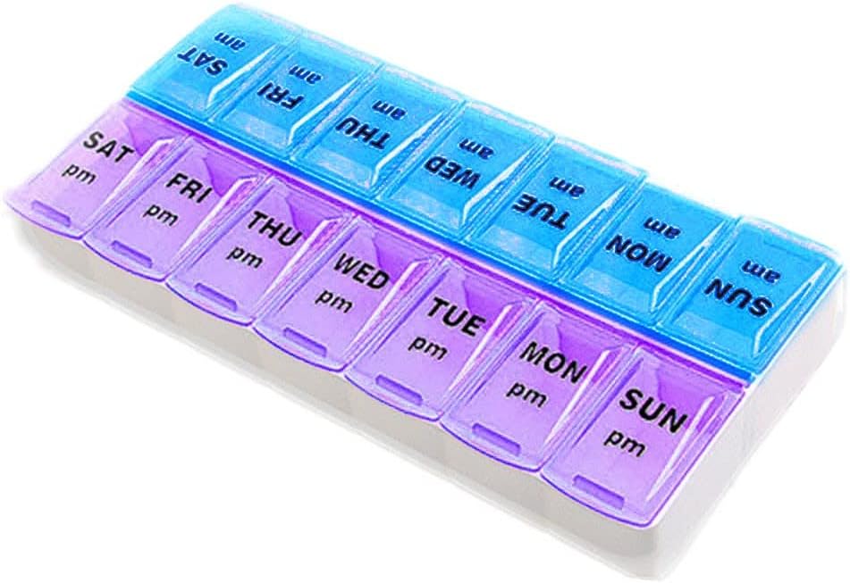 Tablettenbox Tage Morgens Abends, Pillendose Rund 7 Tage 2 fächer, AM ...