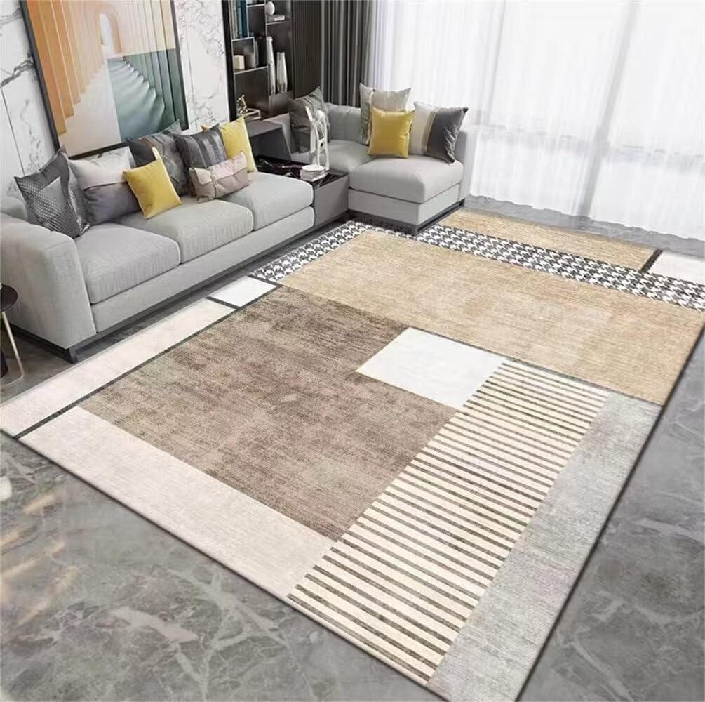 Tapis de salon gris 180x230cm à rayures modernes pour chambre