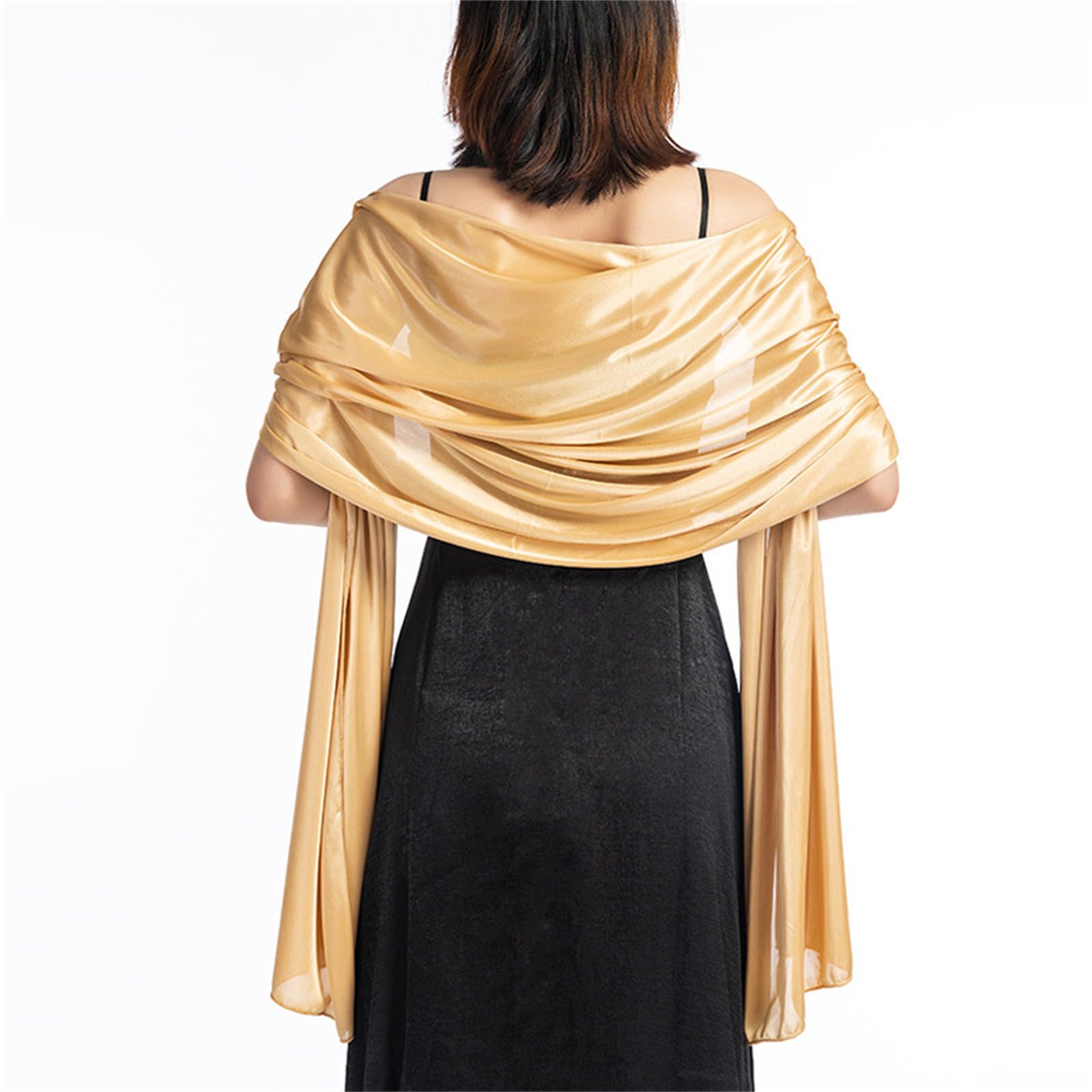 BICI Shawls and Wraps for Women Wedding Chiffon Shawl Pashmina Shawls and Wraps for Wedding Silver Shawls Wraps Pashminas and For Weddings Women's Scarves (golden color)