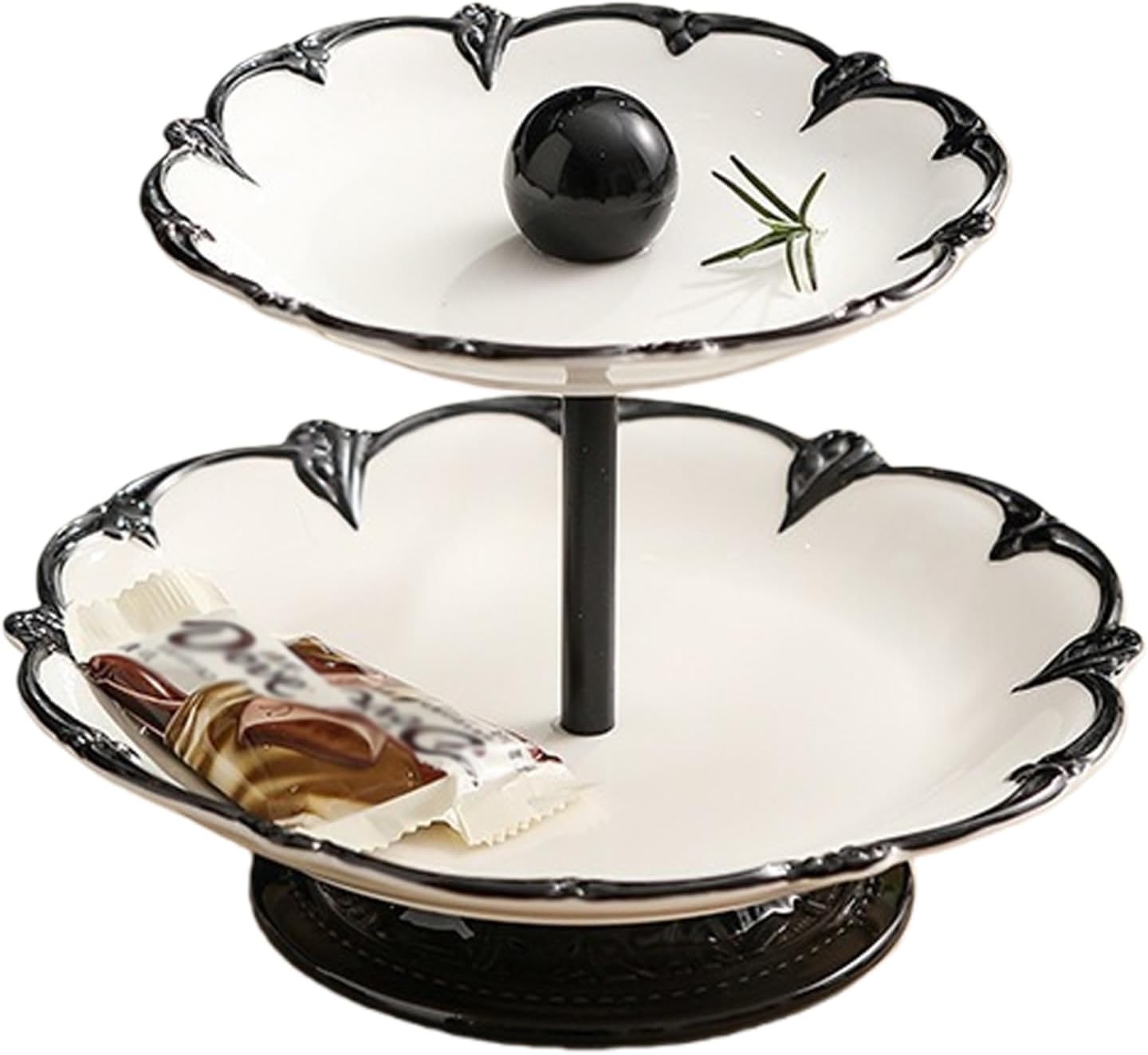 Ceramic Dessert Plates Multi Layer Fruit Tray Tiered Tray Stand Cake Stand Dry Fruit Tray Fruit and Vegetable Storage Kitchen Decor for Counter, Kitchen Accessories,2 Tier Serving Tray