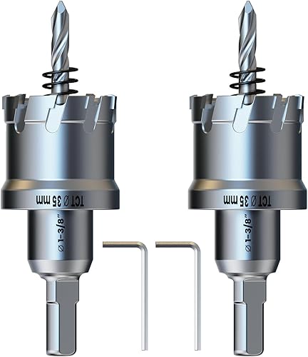 Miniatura 14 de 2 brocas de sierra perforadora de metal resistente de 1-1/2 pulgadas (1.496 in) con broca piloto HSS, cortador de agujeros de punta dura para placa