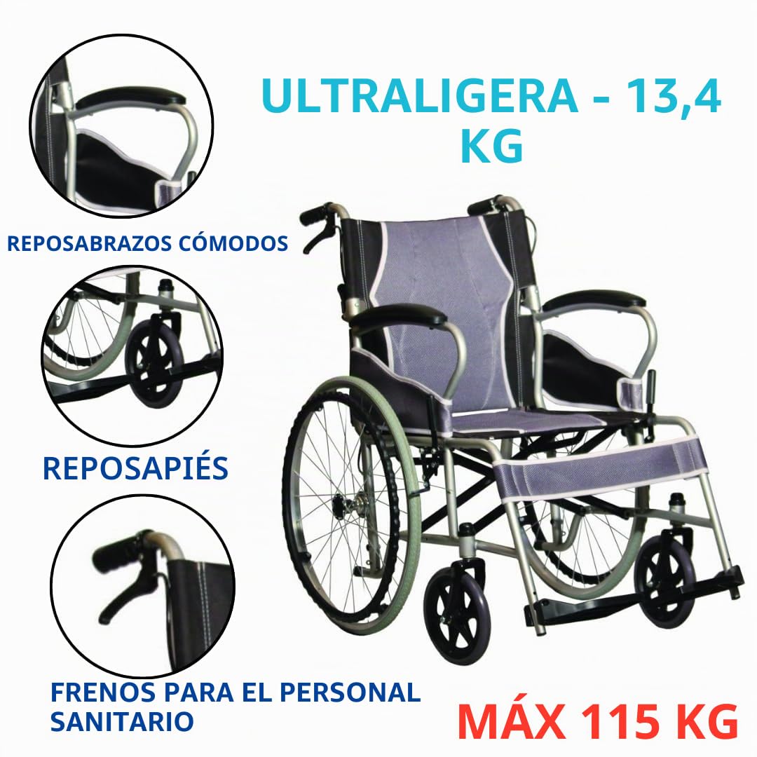 Antar AT52301 Ultra Ligero Acero Ruedas Silla 12.4 kg