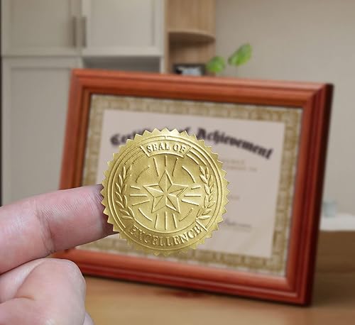Miniatura 4 de Sellos de certificado de lámina dorada en relieve, sello de excelencia, 1.75 pulgadas, 100 unidades