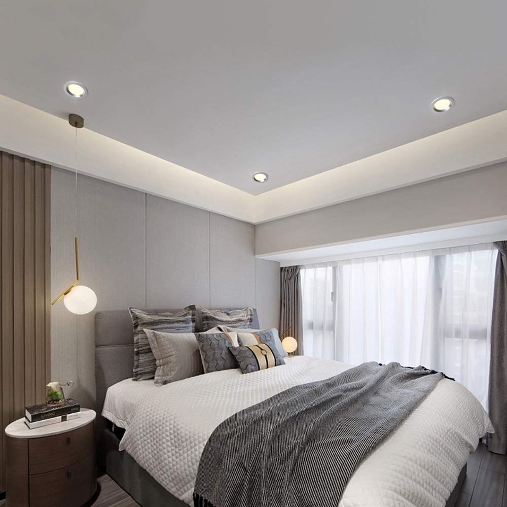 Foco de Techo LED de Ahorro de energía antideslumbrante Empotrado de Aluminio Plateado con Panel de Rejilla Redondo Ultrafino, luz empotrada, iluminación empotrada para Tienda de Ropa, Centro comerci