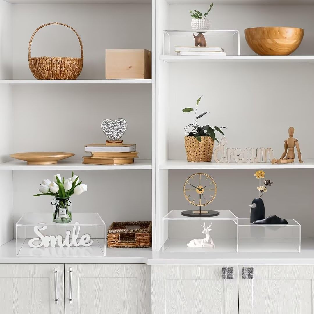 Elevadores de Buffet, 3 Piezas Cajas de Exhibición Alimentos de Acrílico, Soporte de Postres en Forma de Cubo para Cupcakes, Dulces, Brunch, Postres, Coleccionables, Joyería, Bodas y Fiestas