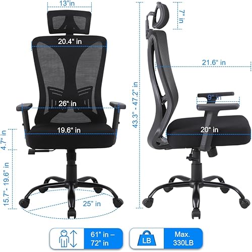 Miniatura 3 de Titano Frankfurt - Silla de oficina ergonómica con asiento acolchado de cuero, 360 ruedas con soporte de cuerpo reforzado de acero, color negro