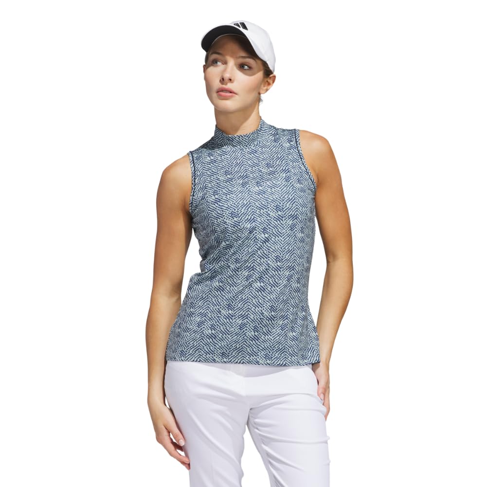 adidas Women's Ultimate365 Mock Neck Sleeveless Polo Shirt, Collegiate Navy, M