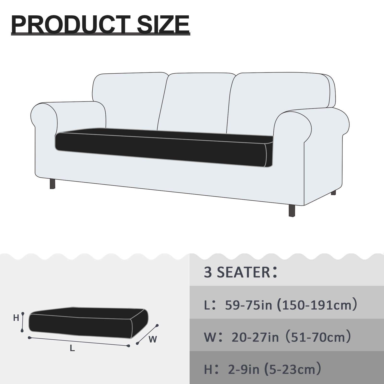 TAOCOCO Copriseduta Divano Elasticizzato Alta qualità Protezione del Cuscino Sedile del Divano Lavabile (3 Posti, Nero)