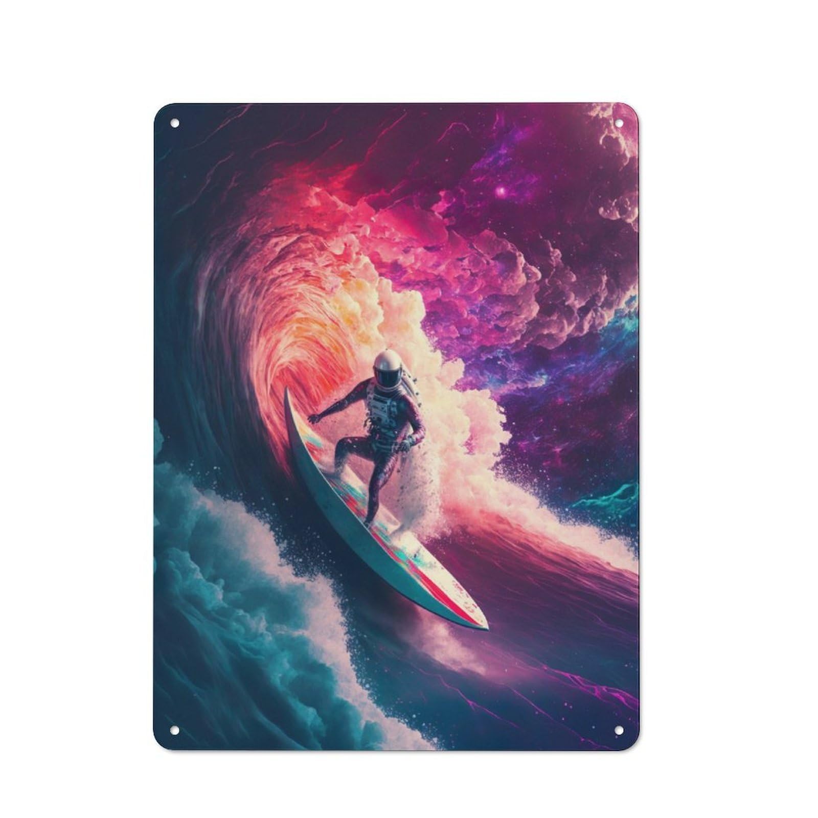 Junmoney Wave Surfing Astronaut Retro Metal Wall Sign 40X30cm With For Café Or Home Bar, For Cooler-Season Styling In Café And Home Bar
