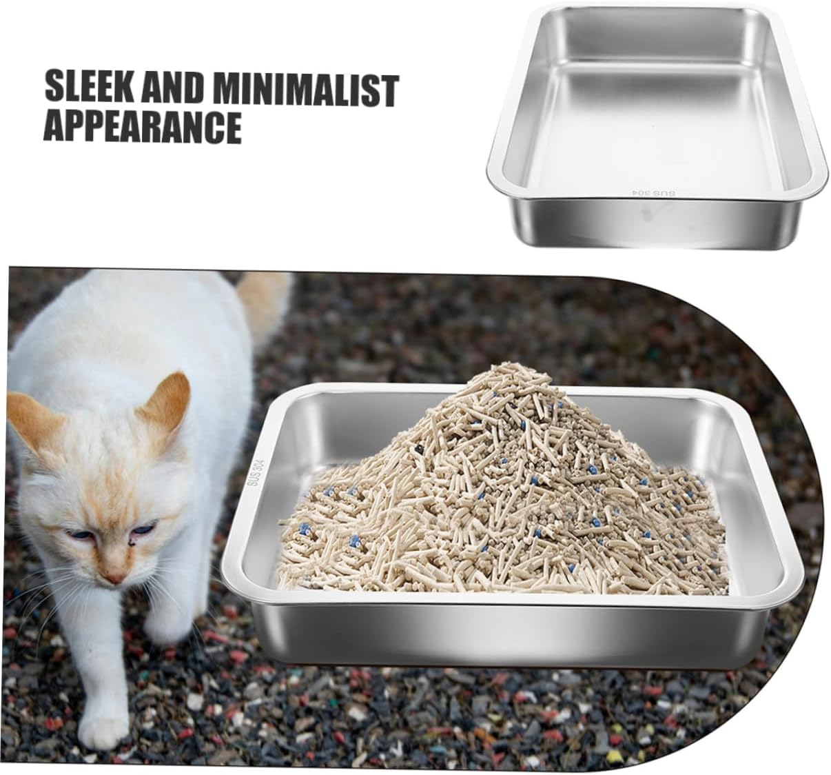 Cat Litter Box Open Design for Small Cats and Kittens and Easy to Non-Spill Construction for Litter Training Generous