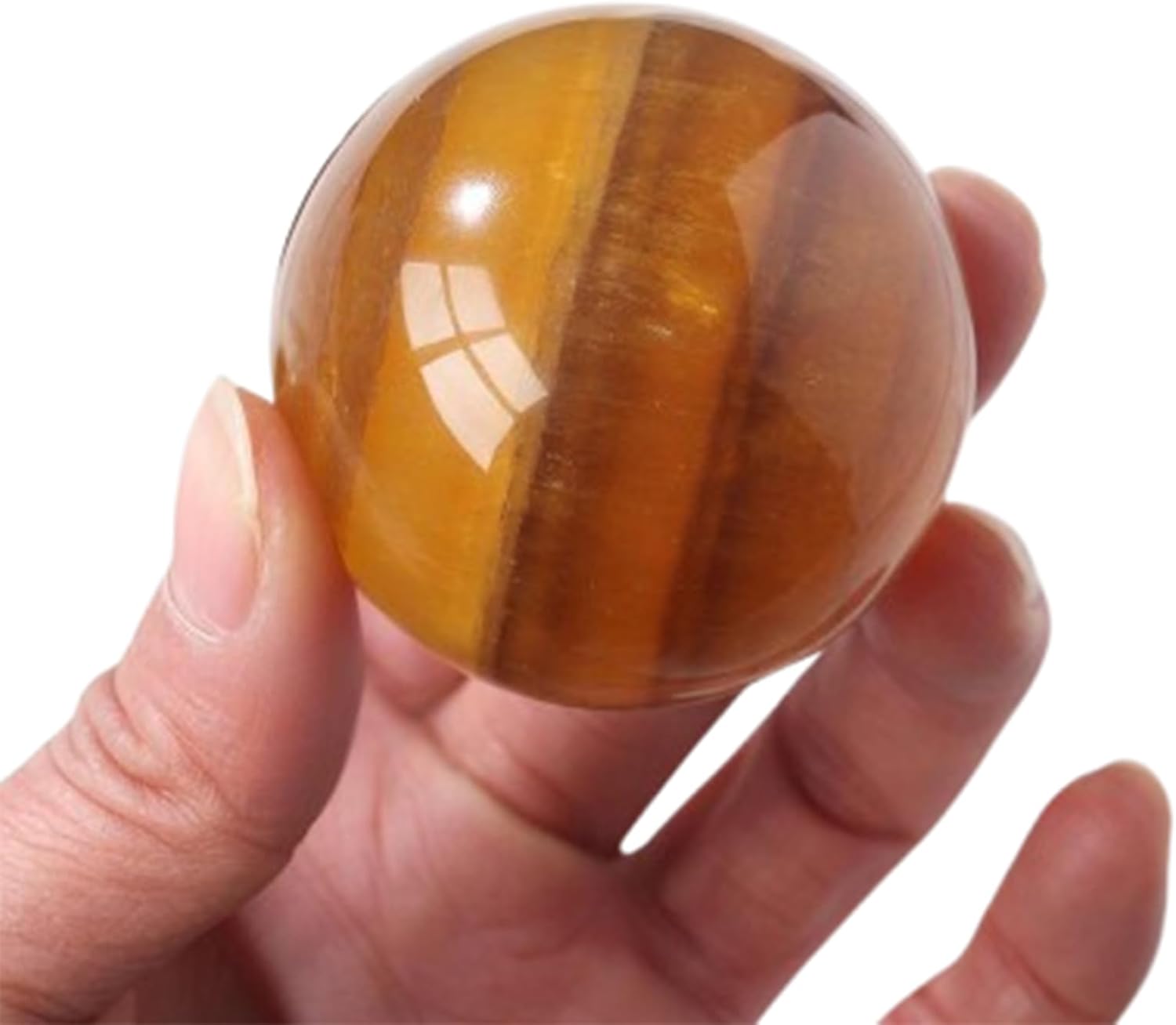 Yellow Fluorite Crystal Ball, Crystals Gemstone Sphere, Quartz Stone Decorative Orb for Witchcraft Home Decoration,50~55mm