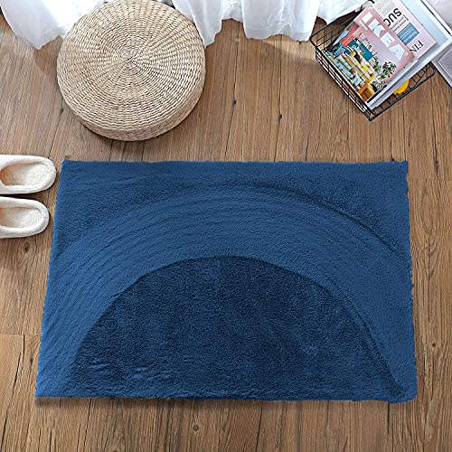 Image of Luxe Home Rabbit Fur Soild Bath Mat Super Soft, Anti-Slip, Washable, Rectangle, for Bathroom Door Mate, Bedroom Door Mats (Teal, 40x60 cm)
