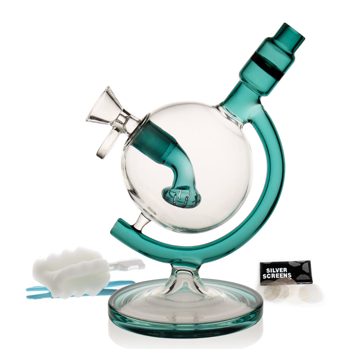 Bong in Vetro Con Percolatore e Honeycomb - Set Con Cappuccio, Tubo, Pipe Ad Acqua, Grande Hookah Con Accessori, Ciotola da 14,4 mm (Bong-A)