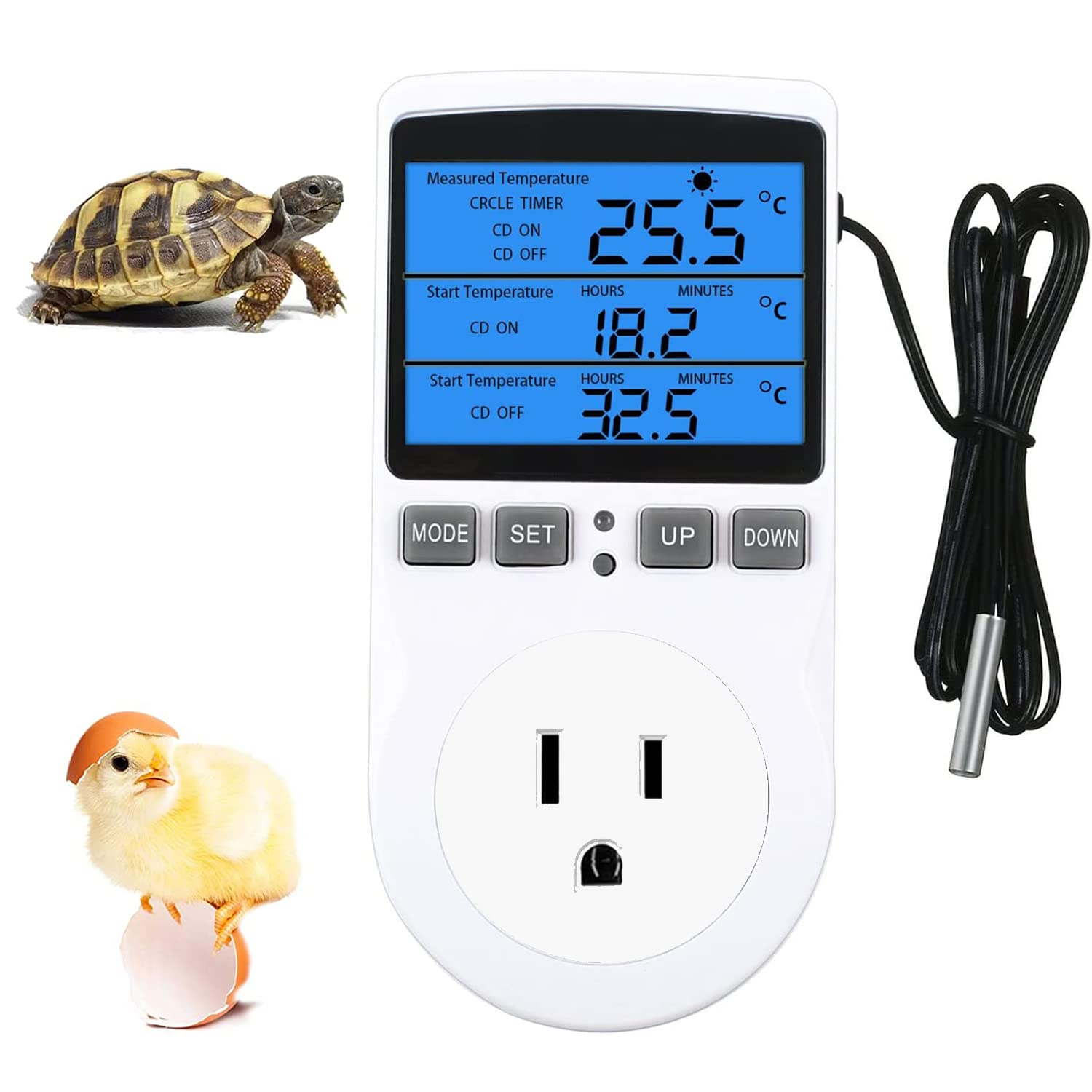 Curated visual reference: Reptile Temperature Sensor Device Reference: Xiehuza Backlit Digital Temperature Controller Lcd Screen Heating