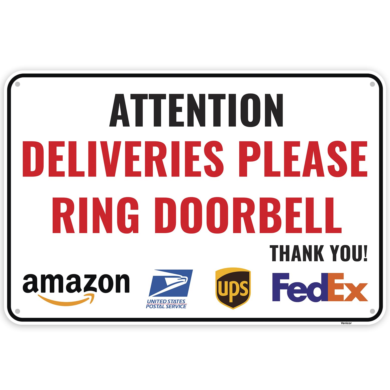 1PC Deliveries Please Ring Doorbell Sign, 12 x 8 Inches - Aluminum - Ring Door Bell for Service Assistance