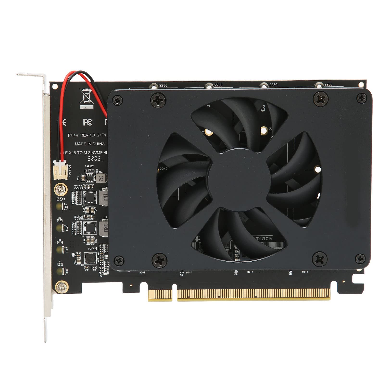 M.2 PCIe 4.0 X16 do 4 Portów Adapter NVMe SSD z Wentylatorem