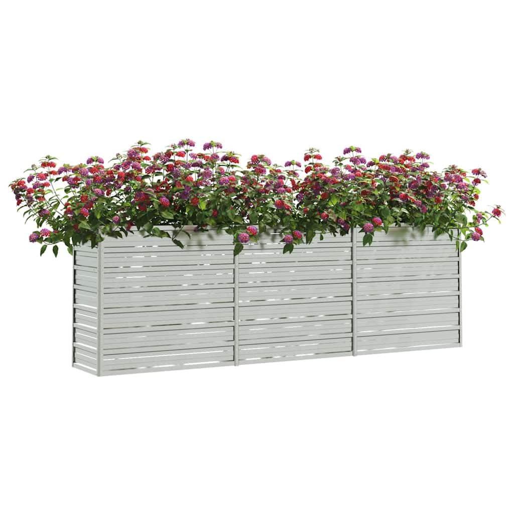 Garden Raised Bed 240 x 40 x 77 cm ocynkowana stal srebrna pojemnik na rośliny zewnętrzne z drenażem do ogrodu, na patio, do ogrodu i warzyw lub kwiatów