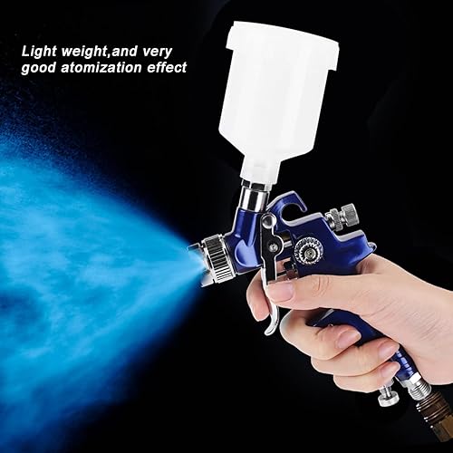 Miniatura 2 de pistola de gravedad para pintar, Mini spray neumático profesional 0.8/0.039 in boquilla para reparación de pintura de automóviles (H-2000A 0.031 in)