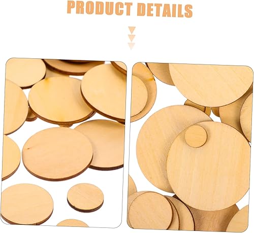 Miniatura 8 de COHEALI 100 piezas redondas decorativas de madera para decoración de madera, círculos de madera con agujeros, círculos de madera redondos, círculos