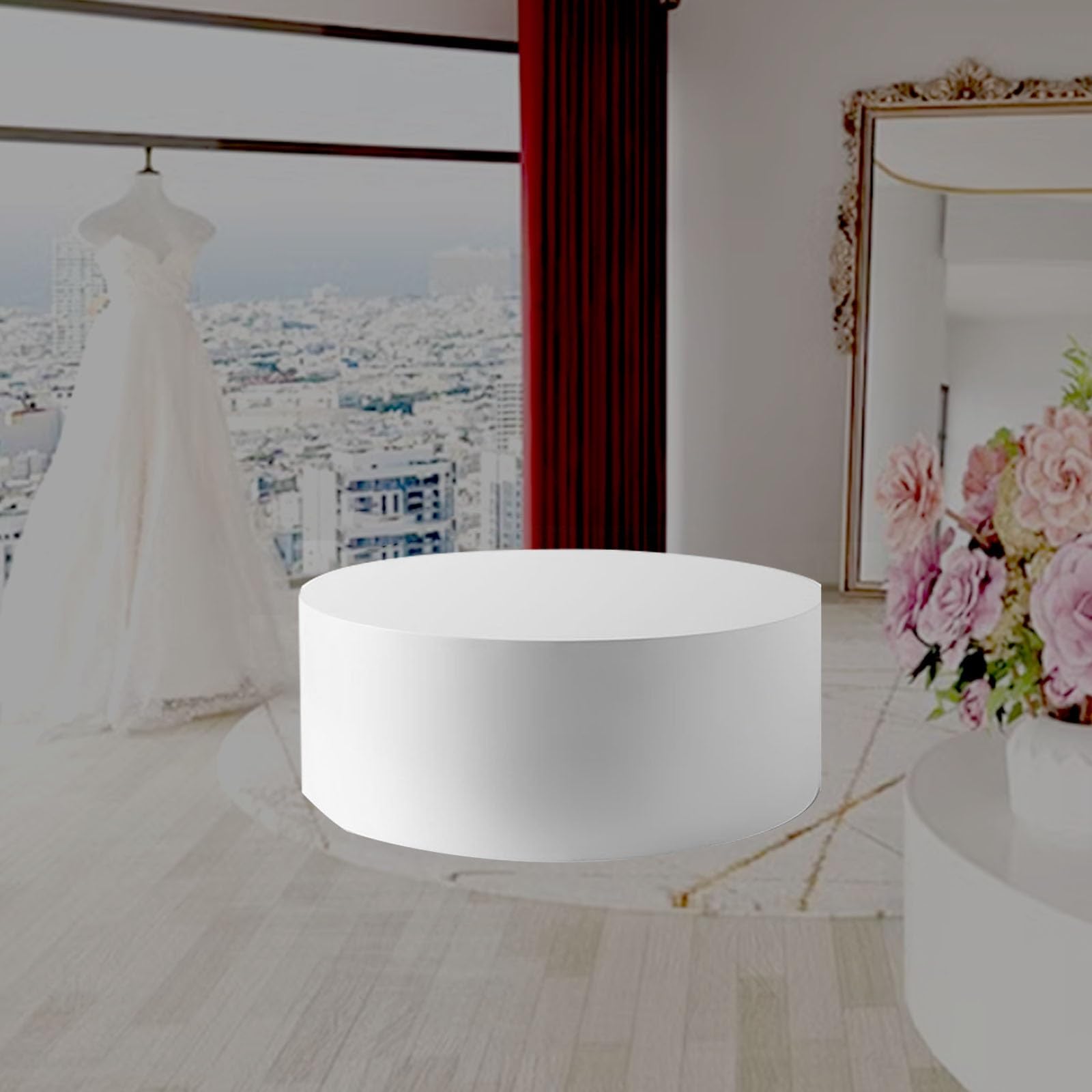 Présentoir rond blanc pour décoration de mariage et grand événement