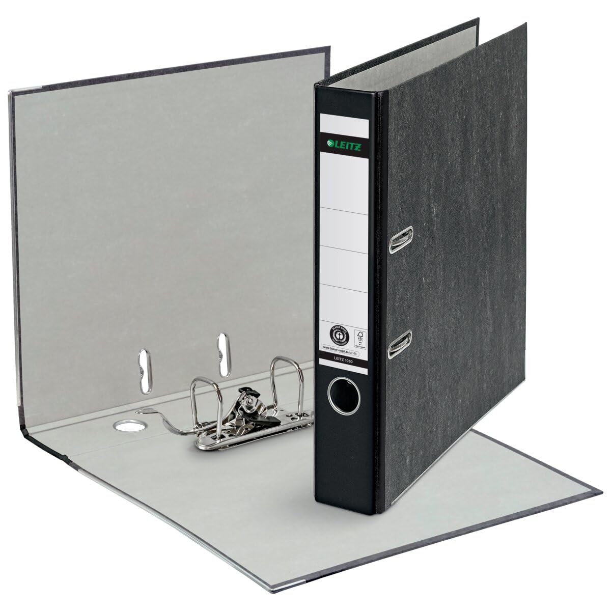 Leitz Qualitäts-Ordner 180°, 20er Pack, A4, 100 % recycelter Karton, Schmal, 5,2 cm Rückenbreite, Wolkenmarmor-Papier, Schwarzer Rücken, 10501095