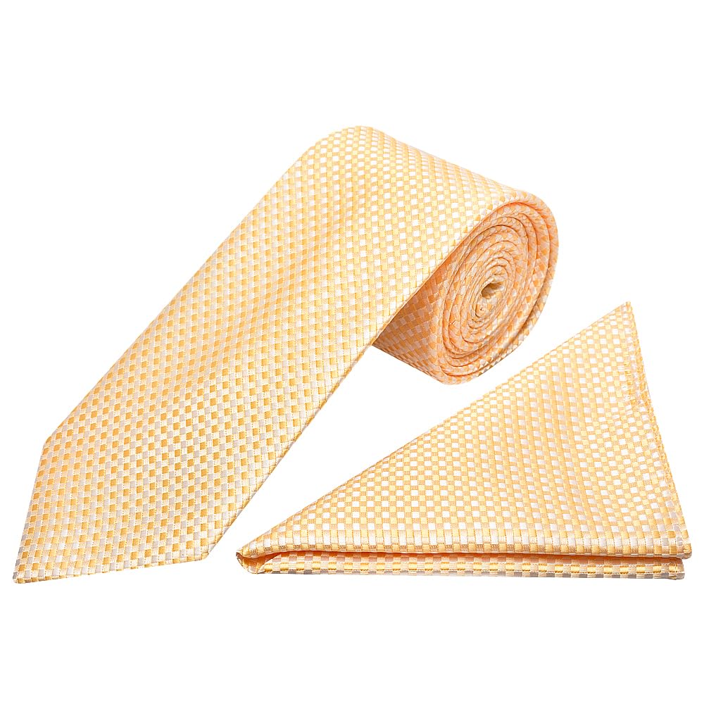 Ties R Us Men's Gold Diamond Neat Classic Tie And Pocket Square Set