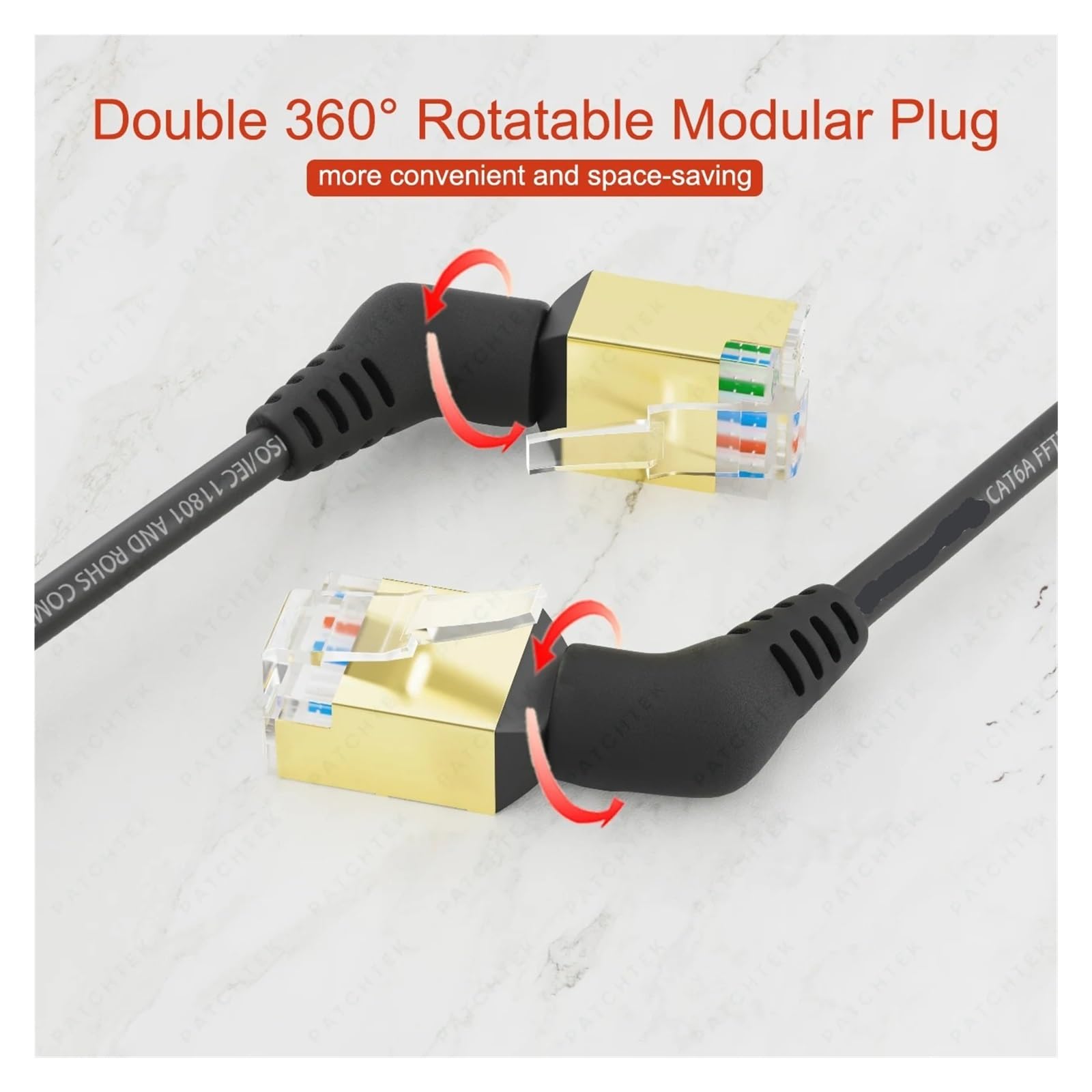 Cable Ethernet, Cable Cat6a 360 Giratorio RJ45 10Gbps 500MHz Delgado FTP/UTP LAN 0.2-5m