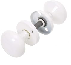 Set of Round Door Handles | Lock Cover Diameter: 55 mm | Multi-tasking Handle White | Rotating Knob | Aluminium Knob | Exterior Door Handle
