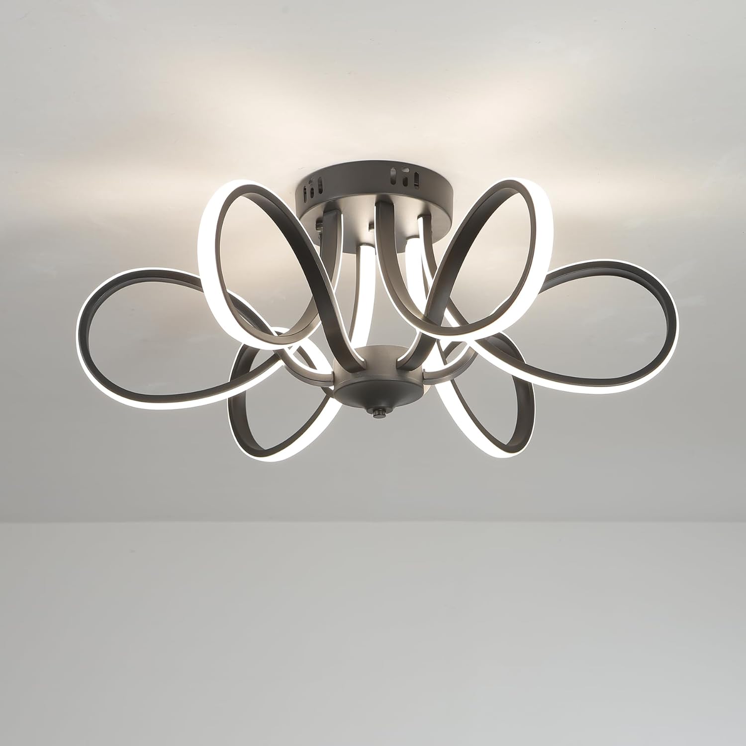 Dimmable with Remote Control Ceiling Light 66W 4620 Lumen Black Finish Luminaire for Bedroom Living Room Dining Room 3000K-6000K (Black-Ceiling-YF2805-S)