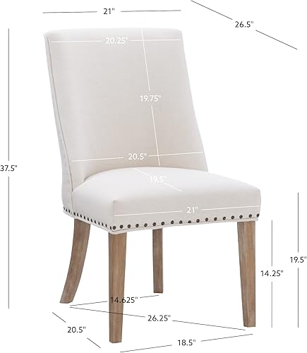 Vista 3 de Powell Company Parnell - Juego de 2 sillas de comedor tapizadas naturales