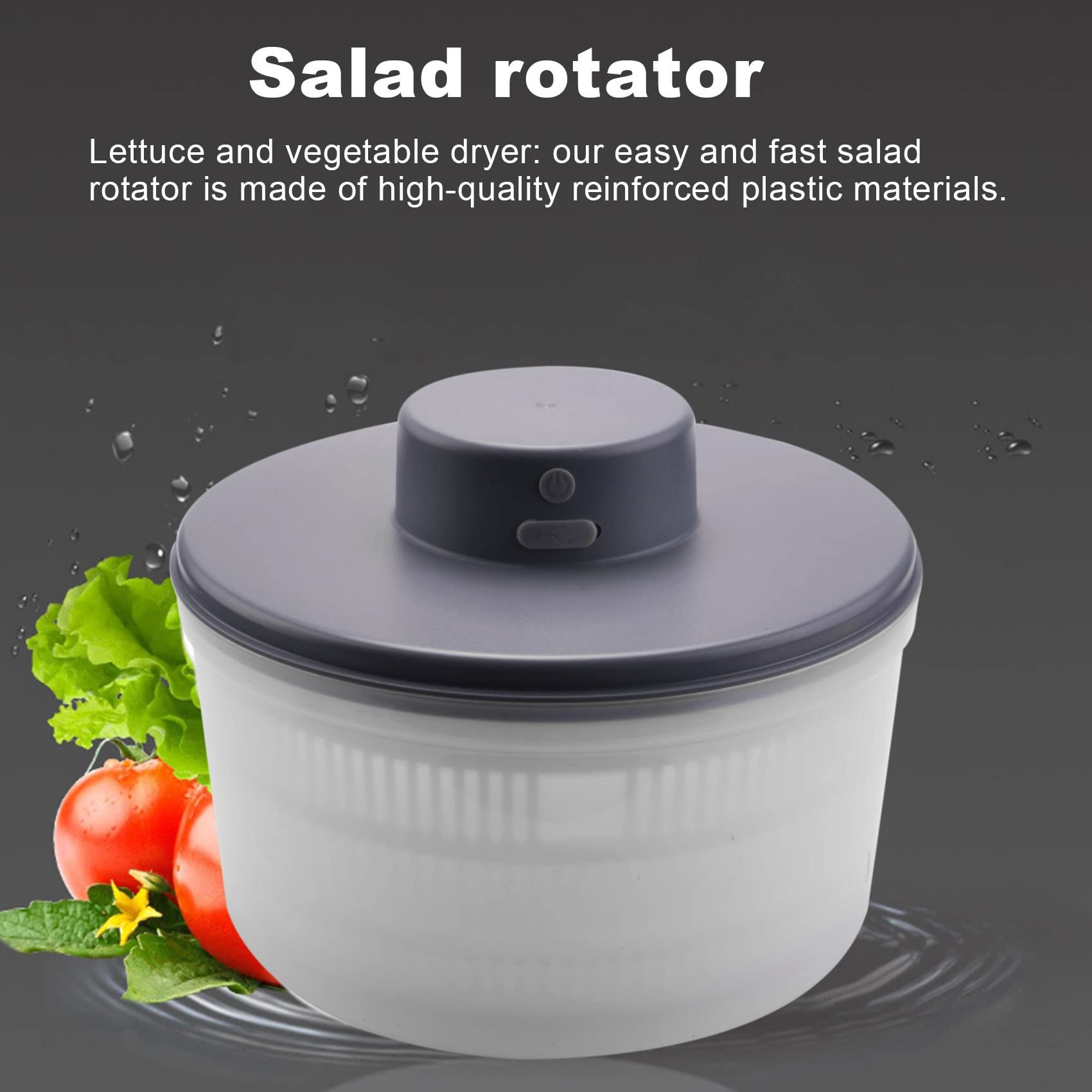 Jkjhbhged Electric Salad Spinner-Lettuce Vegetable Dryer, USB Rechargeable, Quick Drying Lettuce Fruit Spinner Material Bowl