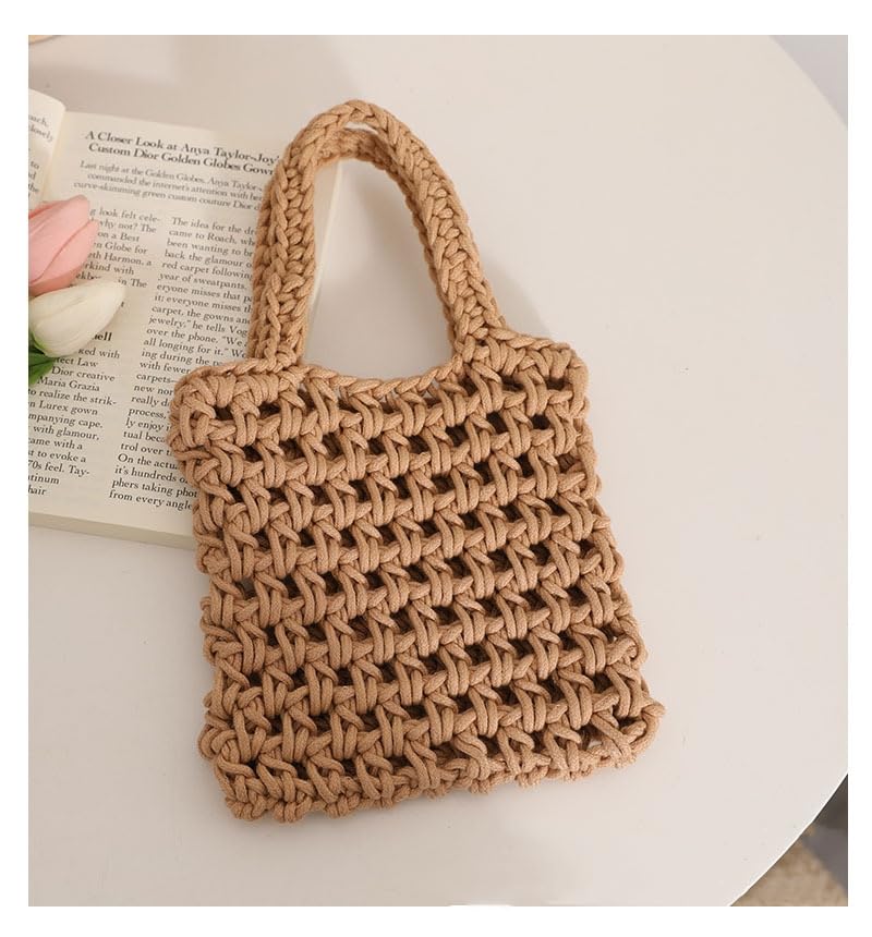 Image of Naimo Straw Beach Bag Woven Rattan Shoulder Bag Fishing Net Handbag Cotton Rope Tote Summer Crochet Hobo Bag