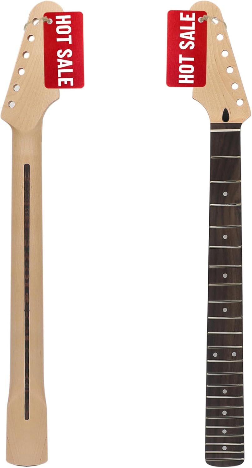 22 Frets ST Guitar Neck For Left Hand, 25.5" Canadian Maple Electric Guitar Neck for Strat Style Guitar Parts Replacement