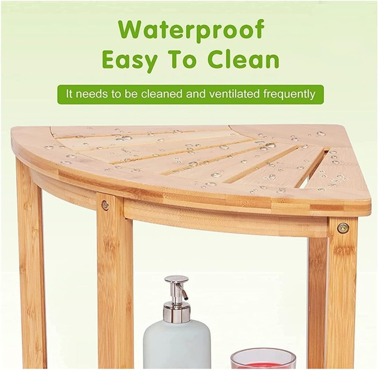 Sgabelli per doccia Sgabello da Bagno Sgabello da bagno premium a forma di ventaglio in bambù per il massimo del comfort e dello stile - Design ecologico e robusto per l'arredamento di doccia, spa o