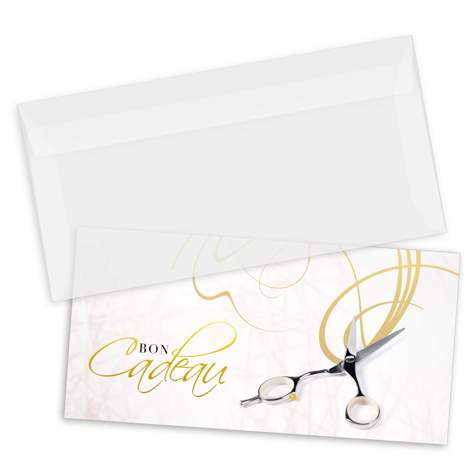 POS BON - 100 bons cadeaux à remplir avec enveloppe - formulaires imprimés pour des salons de coiffure K9273F-1-100
