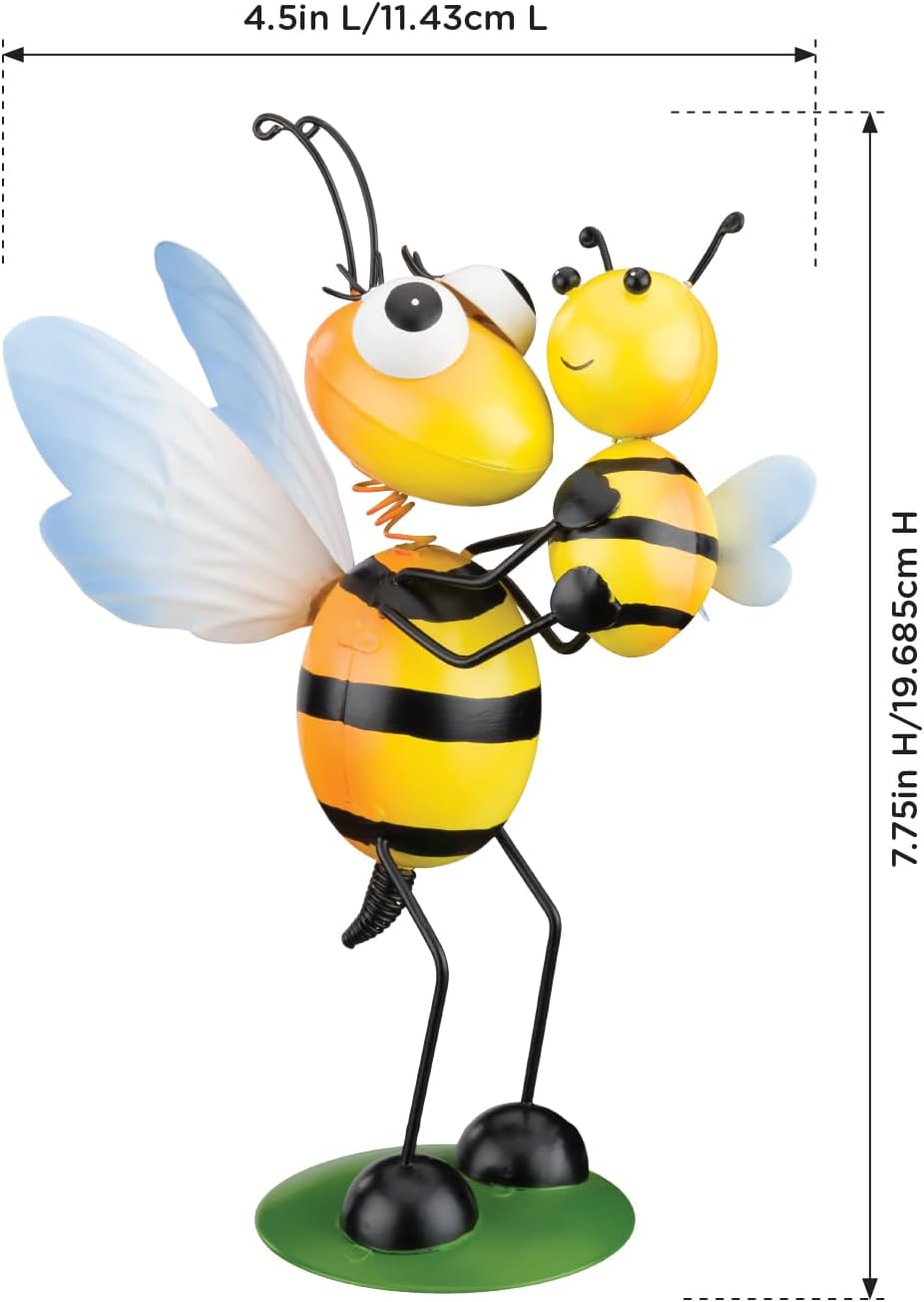 Regal Art & Gift Buzzing Bee Metal Garden Statue - Outdoor Decor, Bee-Themed, Nature-Inspired, Insect Lover Gift, Unique Yard Art, Lawn, Patio, Porch - Mama Baby