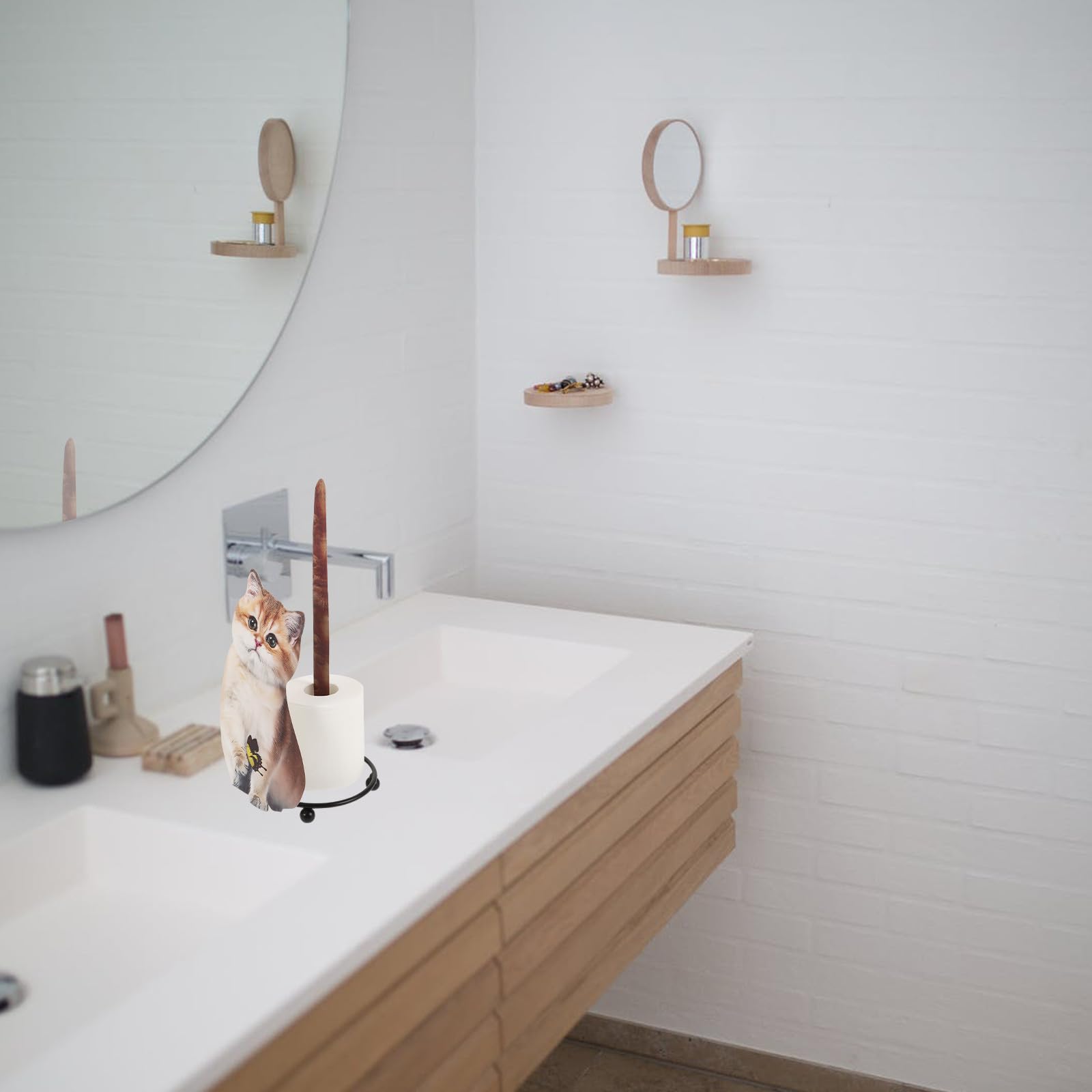 Artibetter Portarotolo di Carta Igienica Portaoggetti a Forma di Gatto in Ferro Compatto Decorativo per Bagno Soggiorno e Sala da Pranzo