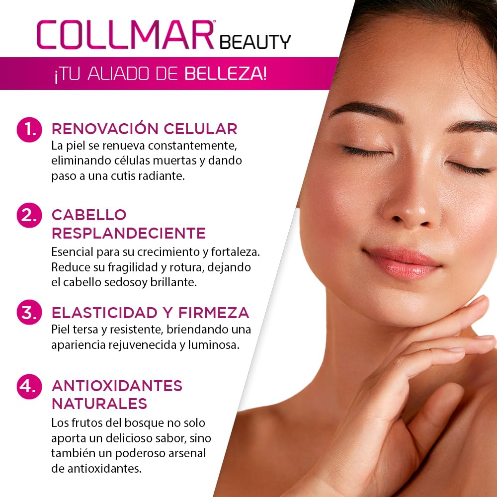 DRASANVI COLLMAR BEAUTY COLAGENO ACIDO HIALURONICO | Colágeno Marino Hidrolizado con Vitamina C Natural y Biotina |Beauty Collagen Piel Bonita e Hidratada| Sabor Frutos del Bosque, 300 GR= 30 Días