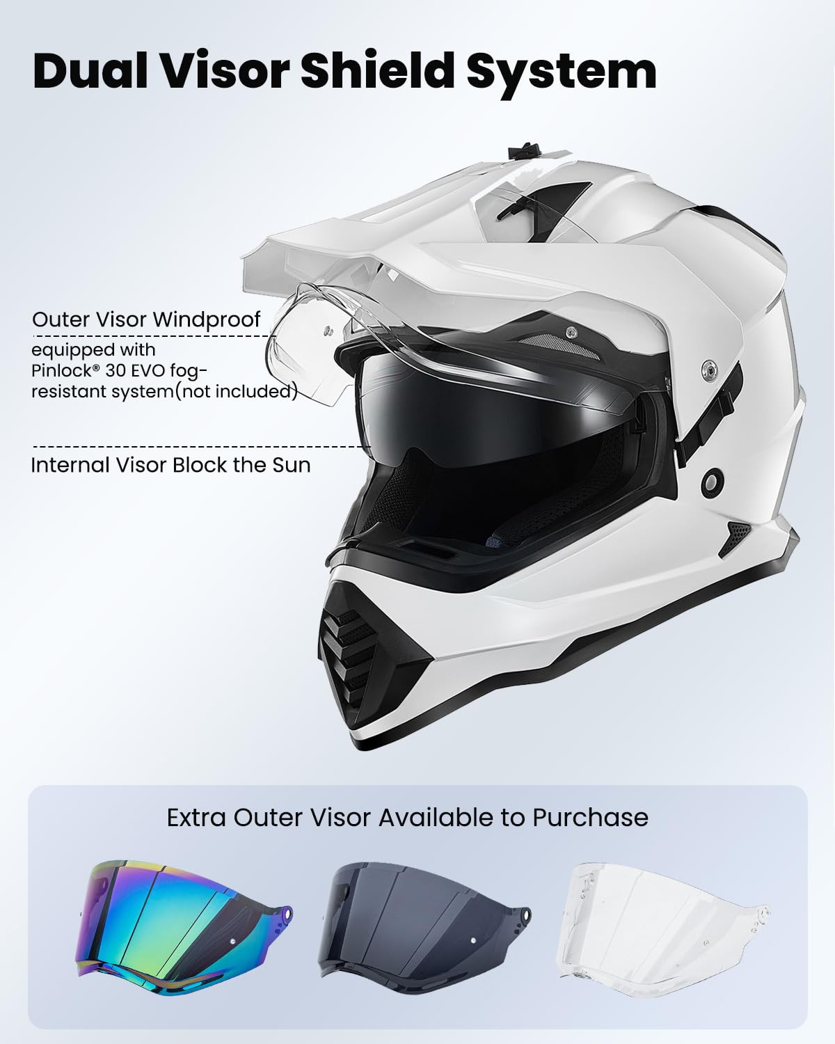 ILM Casco Moto Cross Integrale Donna Uomo ECE Omologato con Doppia Visiera Casco Moto Motocross WS902